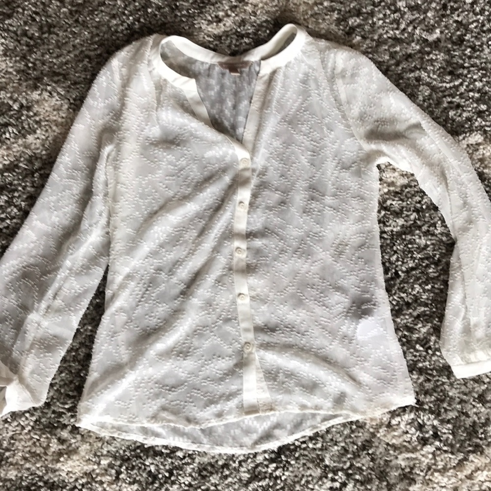 Banana Republic White Sheer Button-Up Blouse